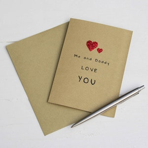 Me and Daddy Love You Karte - Me and Mummy, Me and Bump Karte und passender Untersetzer - Vatertags- und Muttertagsgeschenke