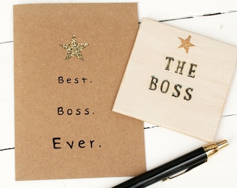 Best Boss Ever Card, Card for your Boss, Blank Inside, Gifts for the boss, Retirement, New Job, Leaving Gifts