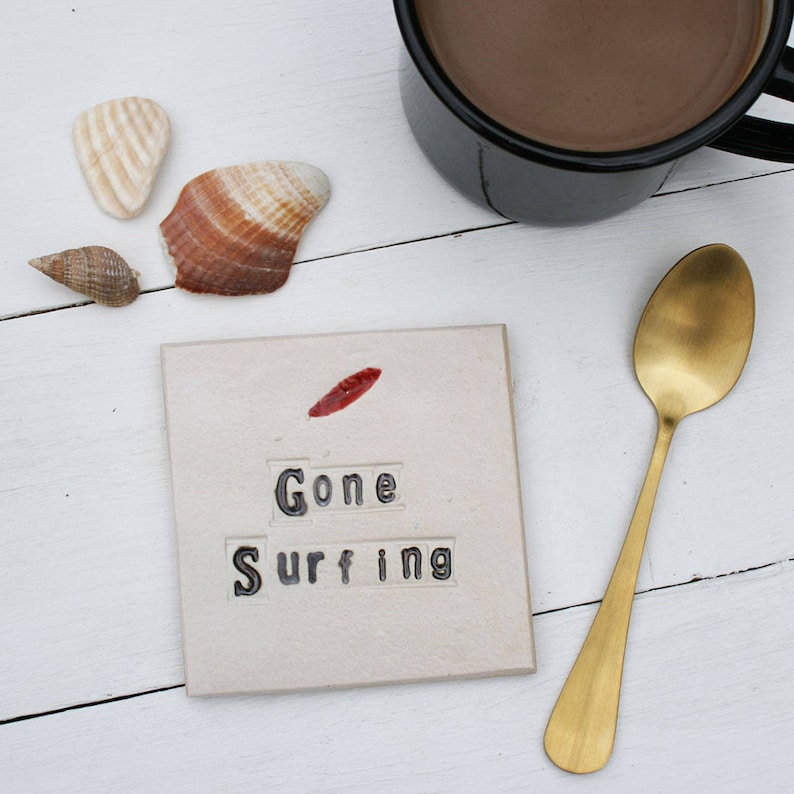Gone Surfing Ceramic Coaster Gone Surfing Ceramic Coaster