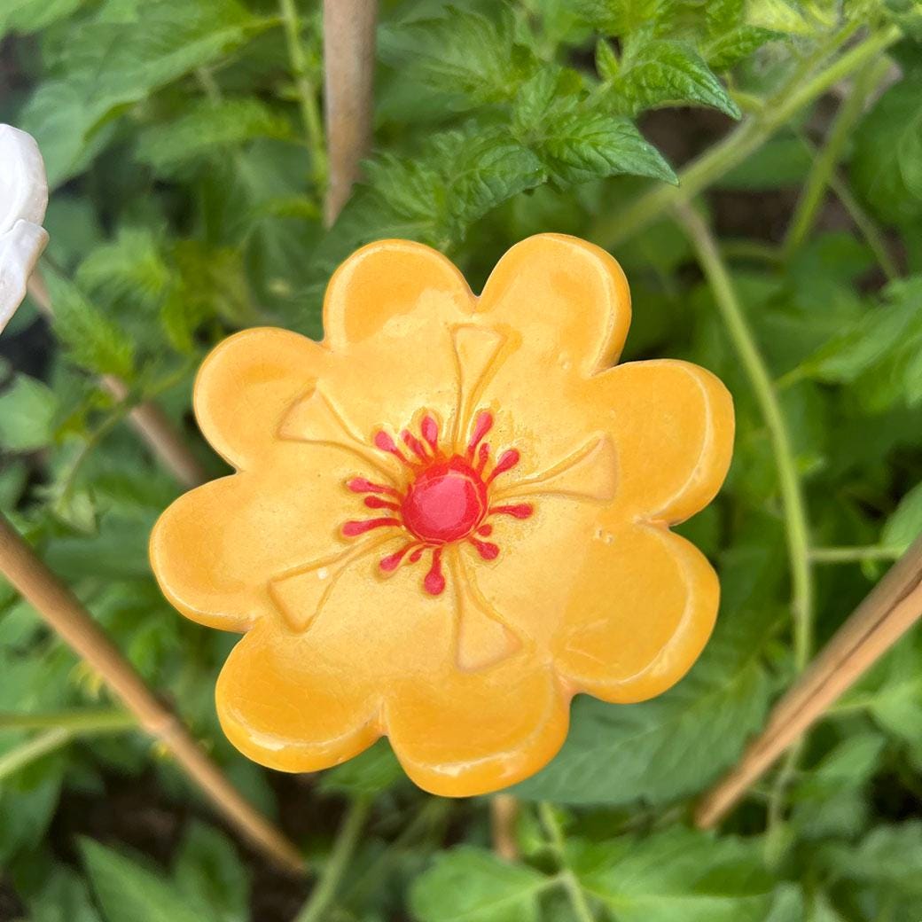 フラワー・ガーデニング Botanize SEN M size type B Ceramic Flower Cane Toppers and Bee Bath - Etsy