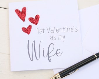 First Valentine's As Wife Card, Greetings Card for Wife, Newly Weds, First Valentine's Day Married