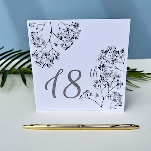18th Birthday Card, Milestone Birthday Greetings Card, Birthday Cards for Her, Blank Inside For Own Message