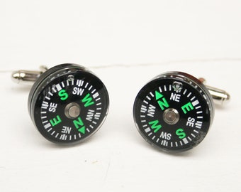 Compass Cufflinks, Father's Day Gift Ideas For Dad, Birthday Presents For Him, Unique Cufflinks