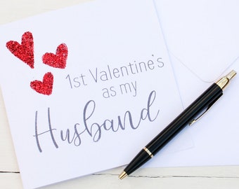 First Valentine's As Husband Card, Greetings Card for Husband, Newly Weds, First Valentine's Day Married