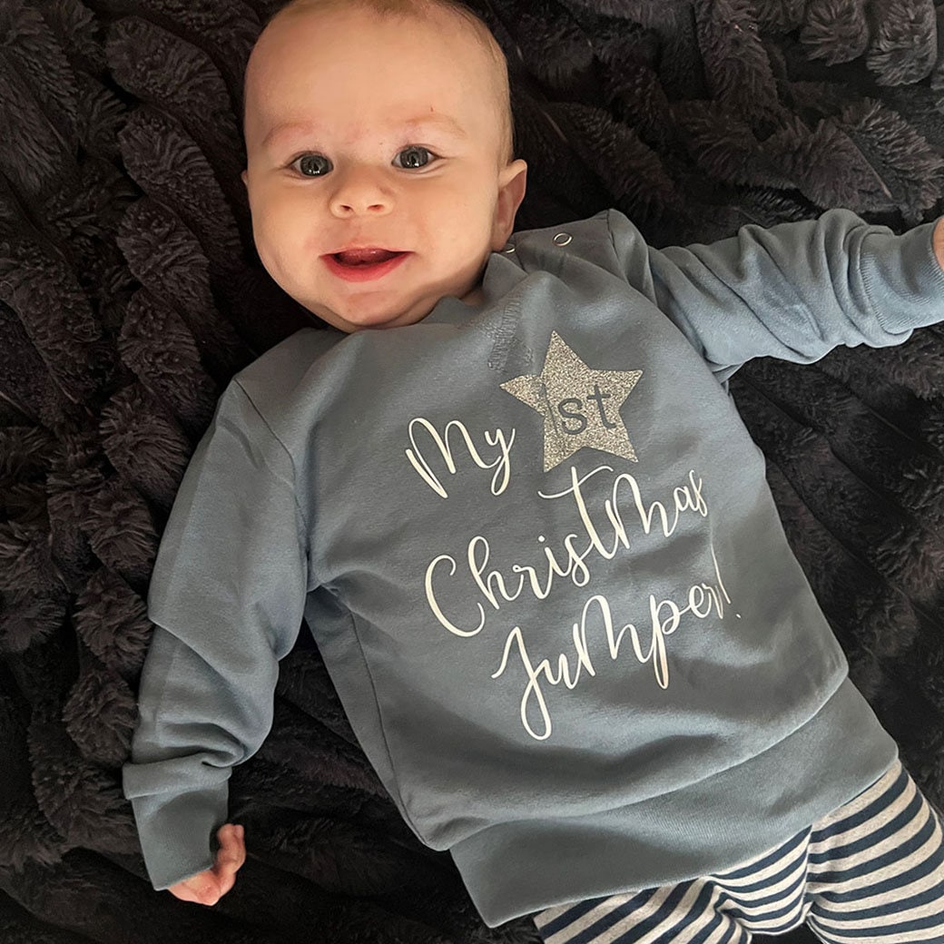 Baby blue christmas jumper online