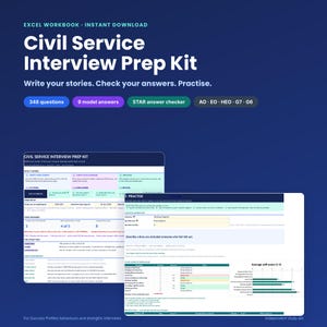 Cuaderno de preparación para entrevistas de la función pública / Excel / Verificador de respuestas Star, 348 preguntas, respuestas modelo / AO EO HEO