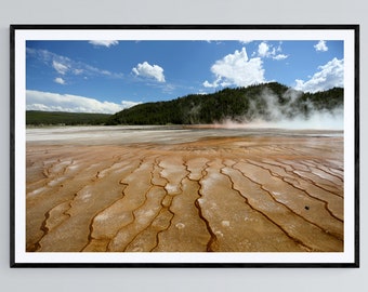 Photo Print | Yellowstone National Park Grand Prismatic Hot Spring Misty Steamy Basin | Fine Art Photography