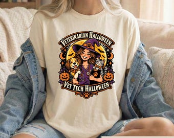 Veterinarian Halloween Shirt, Vet Tech Witch Tee, Spooky Vet Clinic Tshirt, Vet Nurse Gift