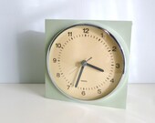 Mid Century Modern Wall Clock - Mint Green, Sage, Aqua - Minimalist - KRUPS Germany - Mad Men, 1960's, Eames Panton Era, Spring