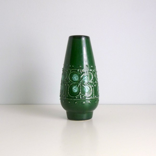 Mid Century Fat Lava Vase - Emerald Green, Mint, Strehla, East Germany, DDR - Mad Men, 1960's / 1970's, Home Decor, Autumn