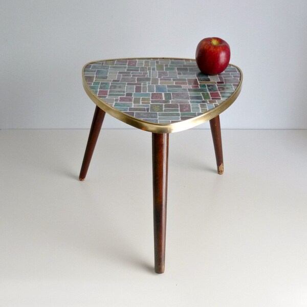 Mid Century Modern Tripod Coffee Table - Mosaic, Autumn Colour - Side / End Table, Night stand - Mad Men, 1960's Atomic Home / Dorm Decor