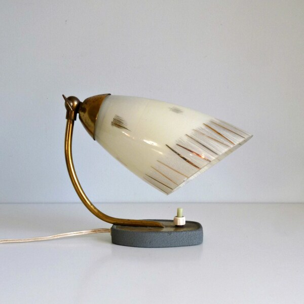 Mid Century Modern Table Lamp - Cream, Gold, Brass - Reading, Bedside Table - Mad Men, 1950's / 1960s Home Decor, Lighting