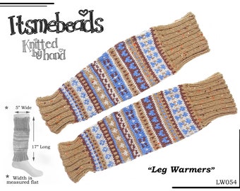 Fair Isle patterned, lovely LEG WARMERS knitted by hand in glorious colours.