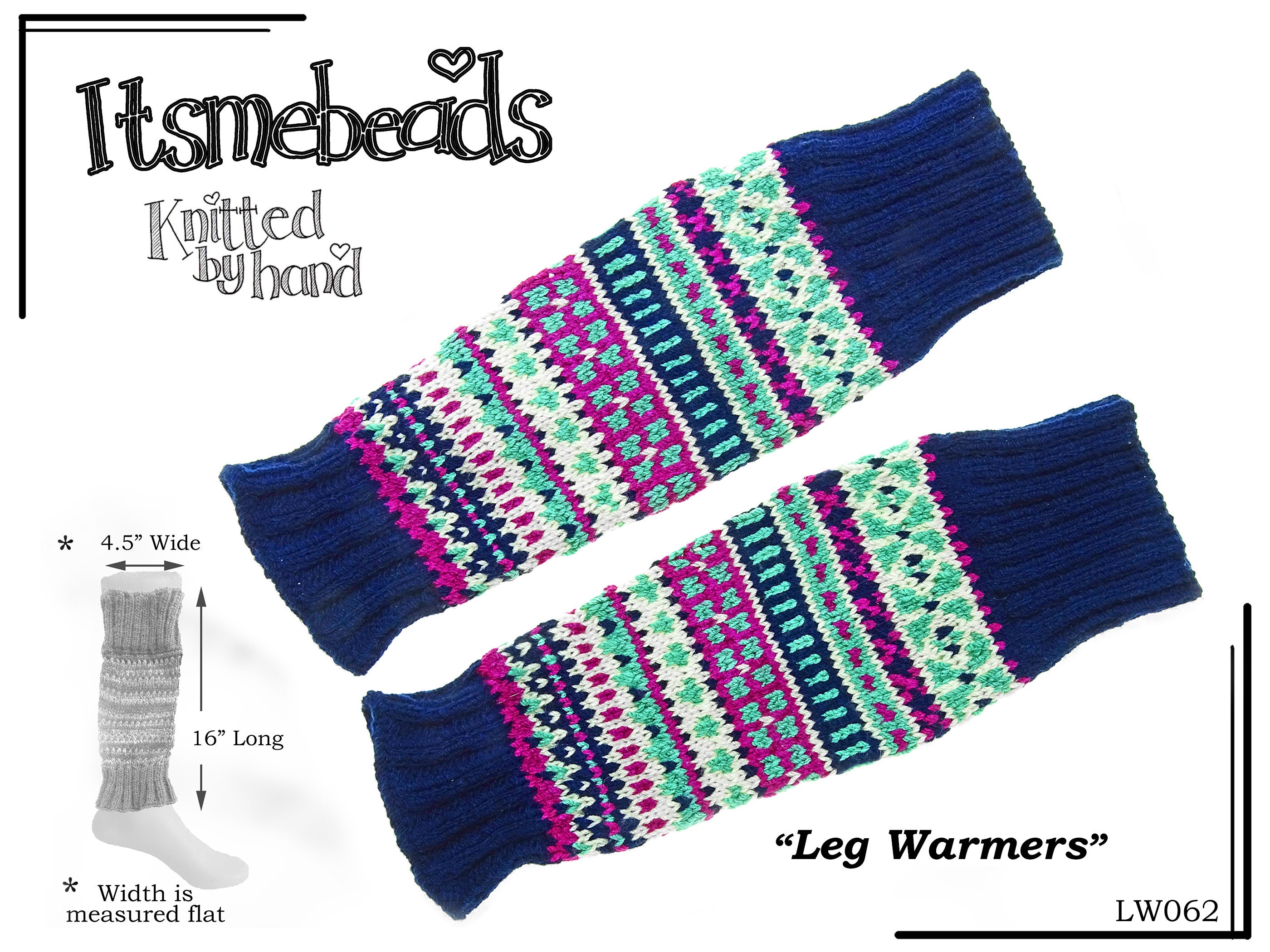 Fair Isle Patterned, Lovely LEG WARMERS Knitted by Hand in Glorious  Colours. 