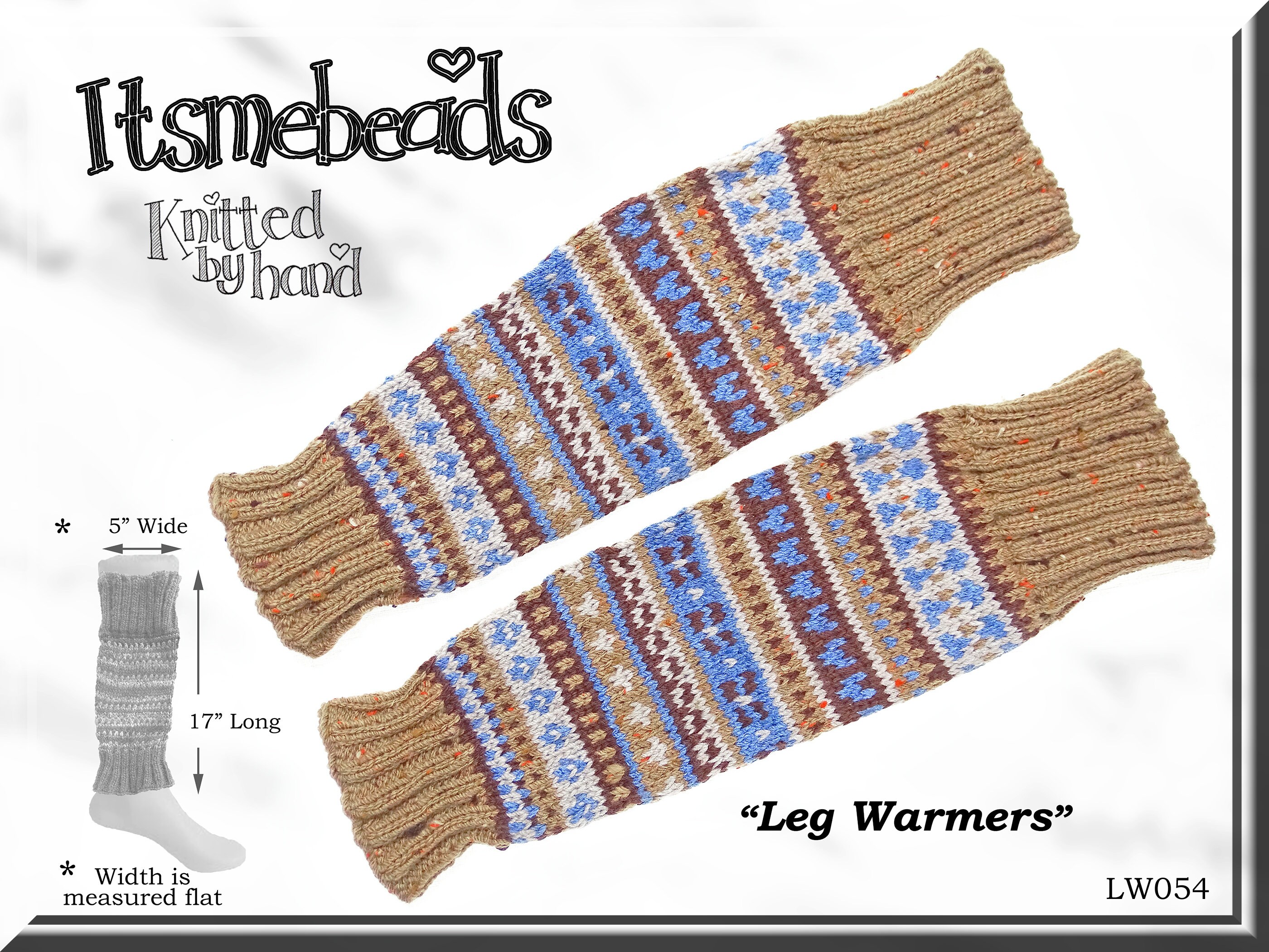 Fair Isle Patterned Lovely LEG WARMERS Knitted by Hand in Etsy UK