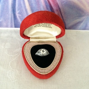Vintage Heart Ring Box~Romantic Red Velvet Engagement Ring Box with Two-Tone Interior~Christmas or Valentine Ring Box~Du Bois, Penn.
