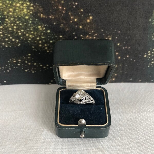 Vintage 1930's Ring Box~Shutter Green Engagement Ring Box~Ring Display and Presentation Box~Engagement Ring Box~Gift for Her~Gift for Him