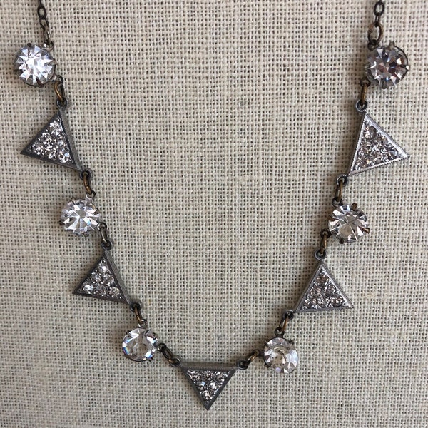 Vintage 1930's Czech Open Backed Crystal and Rhinestone Necklace~Prong Set Crystals and Rhinestones Art Deco Necklace~For Gift Giving