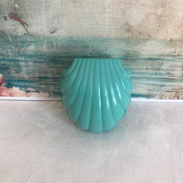 Vintage Celluloid Double Ring Box~Turquoise Seashell Display~Made in USA