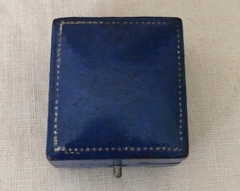 Vintage 1930s Blueberry and Gold Leatherette Ring Box~Art Deco Push Button Display Case