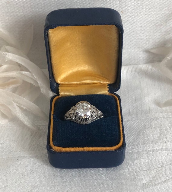 Vintage Ring Box~Lake Tahoe Blue Engagement Ring D