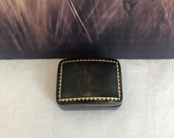 Vintage Tooled Leather Trinket Box~Tobacco Brown Made in Italy Jewelry Box