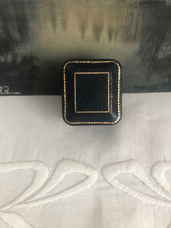 Vintage Leather Ring Box~Midnight Black Wedding Ri