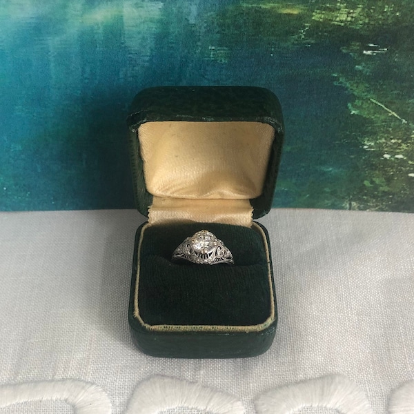 Vintage Ring Box~Ocean Green Ring Display Box~Engagement Ring Presentation Box~Tropical Beach Wedding Ring Box