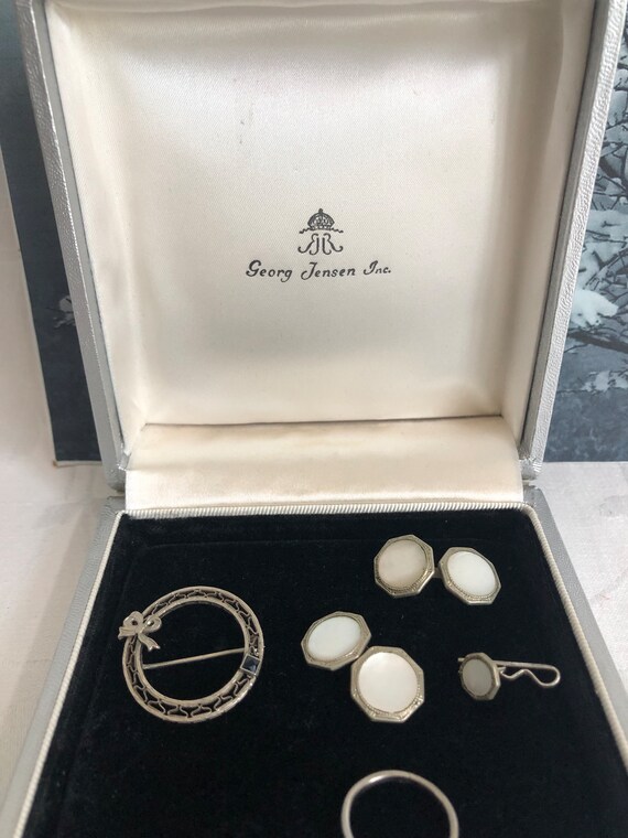 Vintage Jensen Jewelry Box1950's Matte Silver… Gem