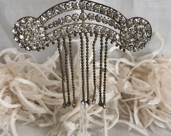 Antique Prong Set Rhinestone Paste Applique~Dangling Sparkly Rhinestone Sew On Embellishment~Flapper Hat~Wedding Dress Sash~Evening Purse