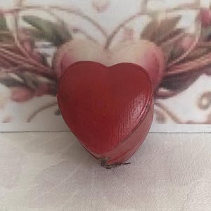 Antique Red Heart Ring Display Box~Victorian Ring Display Box~English Ring Presentation Box~Gift Ring Box~England