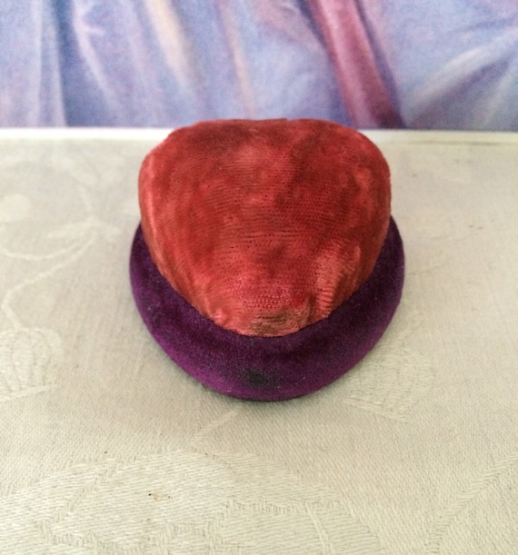 Vintage Velvet Heart Double Ring Box~Vintage 1930… - image 6