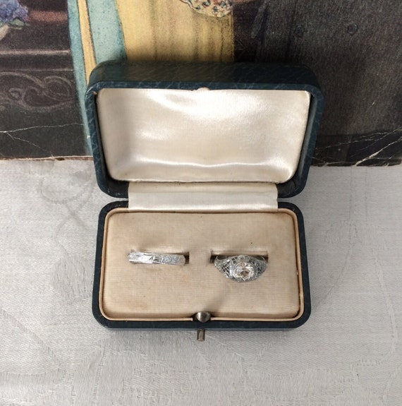 Vintage Double Engagement Ring Box~Lake Tahoe Blu… - image 5