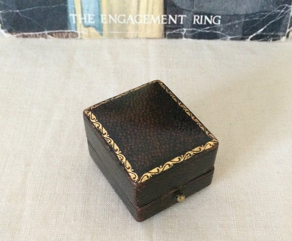 Vintage Leather Push Button Ring Box~Espresso Bro… - image 4