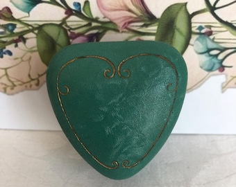 Vintage Heart Ring Box~Classic Teal Green and Gold Design~Milwaukee, Wis.~