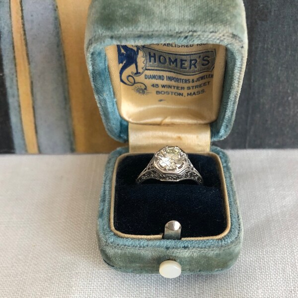 Vintage Velvet Push Button Ring Box~Mermaid Aqua Ring Display Box~Domed Engagement Ring Presentation Box~Tropical Beach Wedding~Boston, Mass