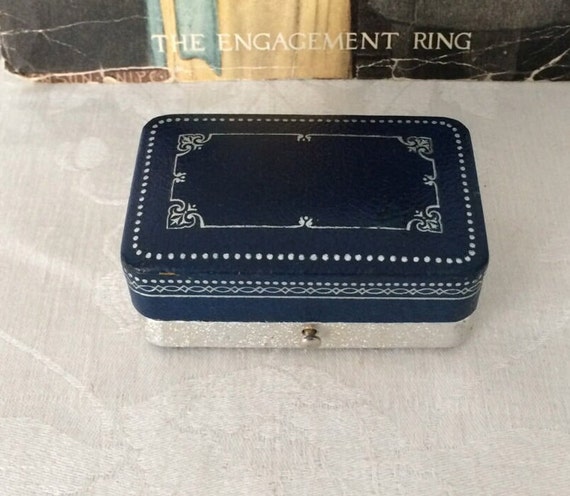 Vintage Double Ring Box~Blueberry and Silver 1930… - image 1