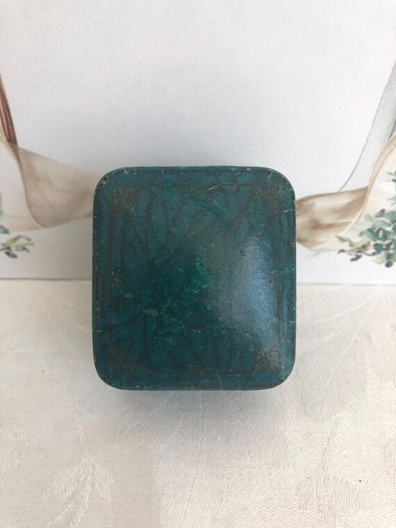 Vintage Teal Leatherette Ring Box~1930's Germany~