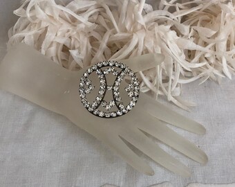 Antique Prong Set Rhinestone Paste Applique~Art Deco Rhinestone Sew On Embellishment~Flapper Hat~Wedding Dress Sash~Evening Purse