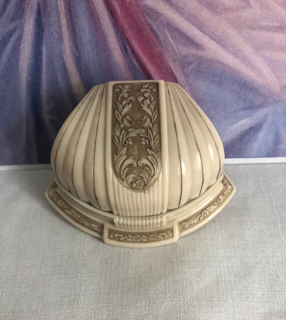 Vintage Celluloid Double Ring Box~White Chocolate 