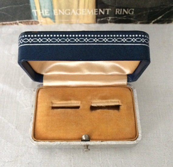 Vintage Double Ring Box~Blueberry and Silver 1930… - image 3