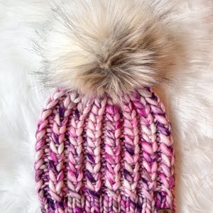 100% Merino Wolle Strickmütze | Geflochtene Herzchen Mütze