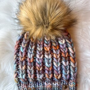 100% Merino Wolle Strickmütze | Geflochtene Herzchen Mütze