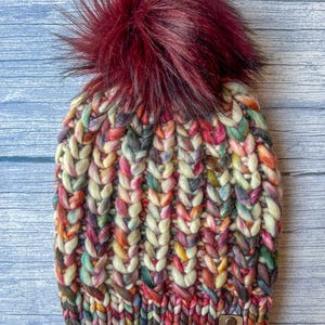 100% Merino Wolle Strickmütze | Geflochtene Herzchen Mütze