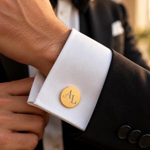 Personalized Stainless Steel Cufflinks, Custom Initials, Wedding Groom Gift (20mm)