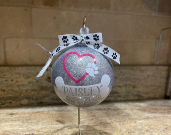Personalized Pet Ornament |  Personalized Dog Ornament | Glitter Ornament | Personalized Gift | Christmas Decor | Christmas ornament