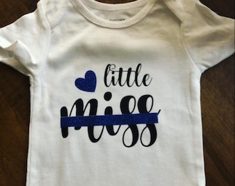 Little Miss Thin Blue Line Baby Bodysuit | Thin Blue Line | Baby Police Shirt | Baby Law Enforcement Baby | Deputy/Police/Corrections