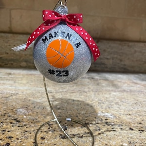 Basketball Personalized Ornament, Handmade Christmas Ornament, Basketball Player Name and Number Ornament, Sports Ornament Stocking Stuffer