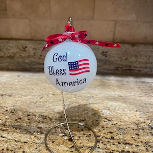 God Bless America Handmade Ornament, Patriotic Ornament, Handmade Ornament, American Flag Ornament, Veteran & Service Men Ornament