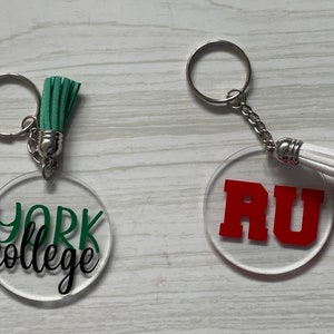 Custom College Keychain, Custom University Name Keychain, College Swag,  Senior Gift, College Graduate Gift, Graduation Gift